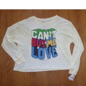Juniors Womens Beatles "Can't Buy Me Love" Cropped T-Shirt Size S M L 1X songNWT